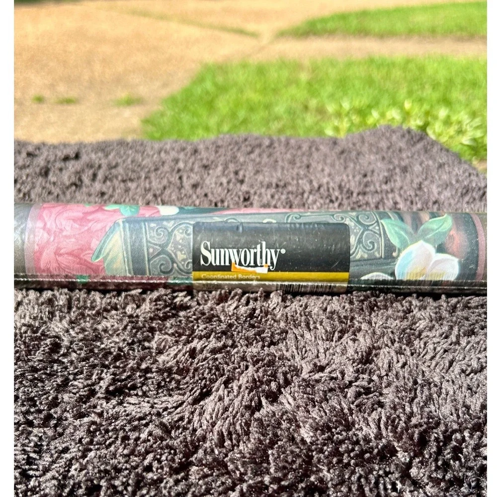 Vintage Y2K/90s Sunworthy Wallpaper Border 5yd Burgundy‎ Green Book Theme New